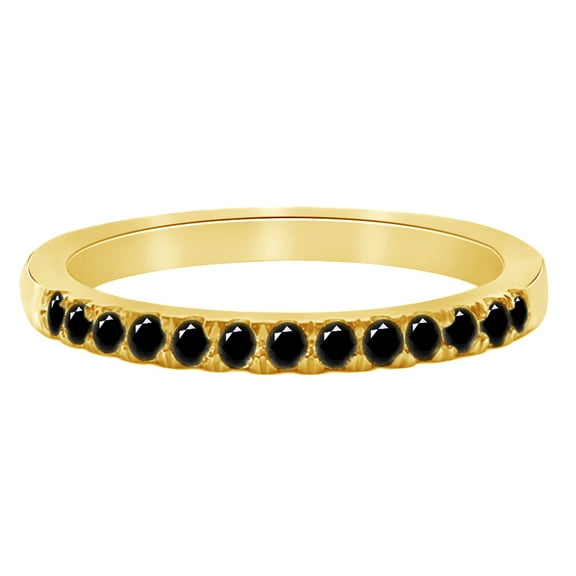 AFFY Round Cut Black Natural Diamond Eternity Band Rind In 14K Solid Yellow Gold (0.25 Ct)