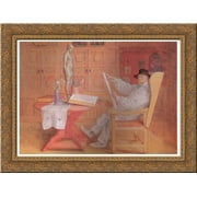 Self Portrait in the Studio 24x18 Gold Ornate Wood Framed Canvas Art by Carl Larsson