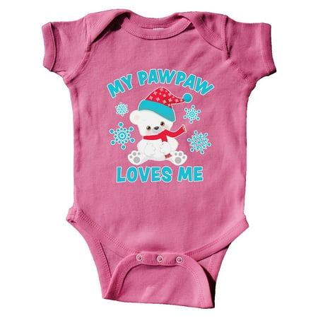 

Inktastic Polar Bear My Pawpaw Loves Me in Santa Hat with Snowflakes Gift Baby Boy or Baby Girl Bodysuit