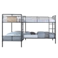 thumbnail image 3 of JERFIT L-Shaped Quadruple Metal Bunk Bed, Twin Size, Space Saving Design with Slat System Guard Rails, No Box Spring Needed, Black, 3 of 5