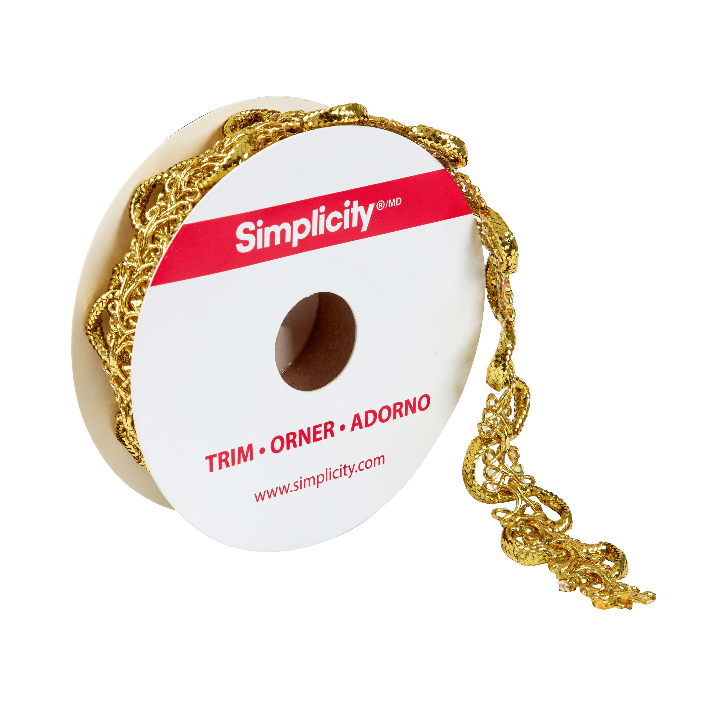 (2 pack) Simplicity Trim, Gold 3/4 inch Metallic Wavy Gimp Trim Great for Apparel, Home Decorating, and Crafts, 2 Yards, 1 Each