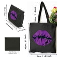 thumbnail image 3 of Leisuo 2 Pcs Canvas Tote Bags Cute Aesthetic Tote Bags with Zipper Purple Kissing Party Supplies Black, 3 of 8