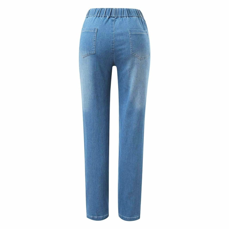 Black and Friday Deals 2023 Cotonie Women's Drawstring Jeans High Waisted  Jogger Denim with Slant Pocket Jeans Elastic Waist Drawstring Stretch  Casual