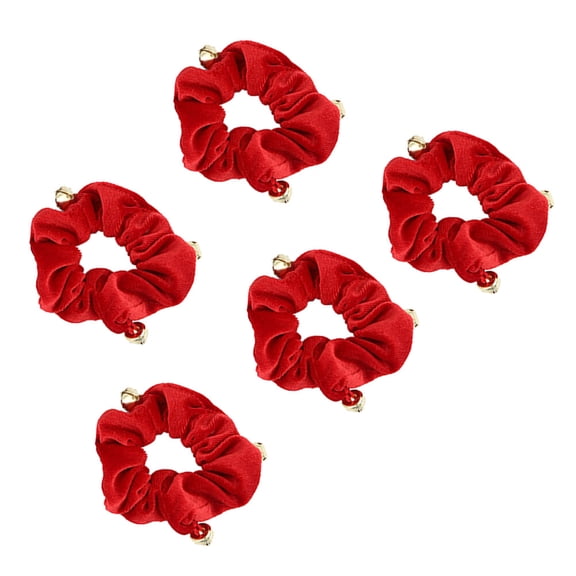 DRAFIDEEP 5Pack Paillette Hair Tie Red Cloth Holds Hair for Girls at Any Occasions