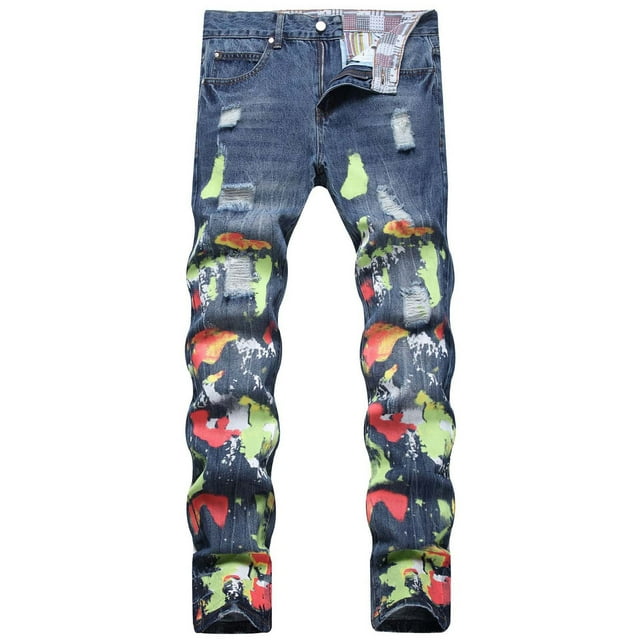 TIMIFIS Jean pour Homme Coupe Classique Régulière Jean en Coton Tendance Mode Micro Élastique Coupe Ajustée à Cordon Élastique Petite Jambe Droite-Bluefall