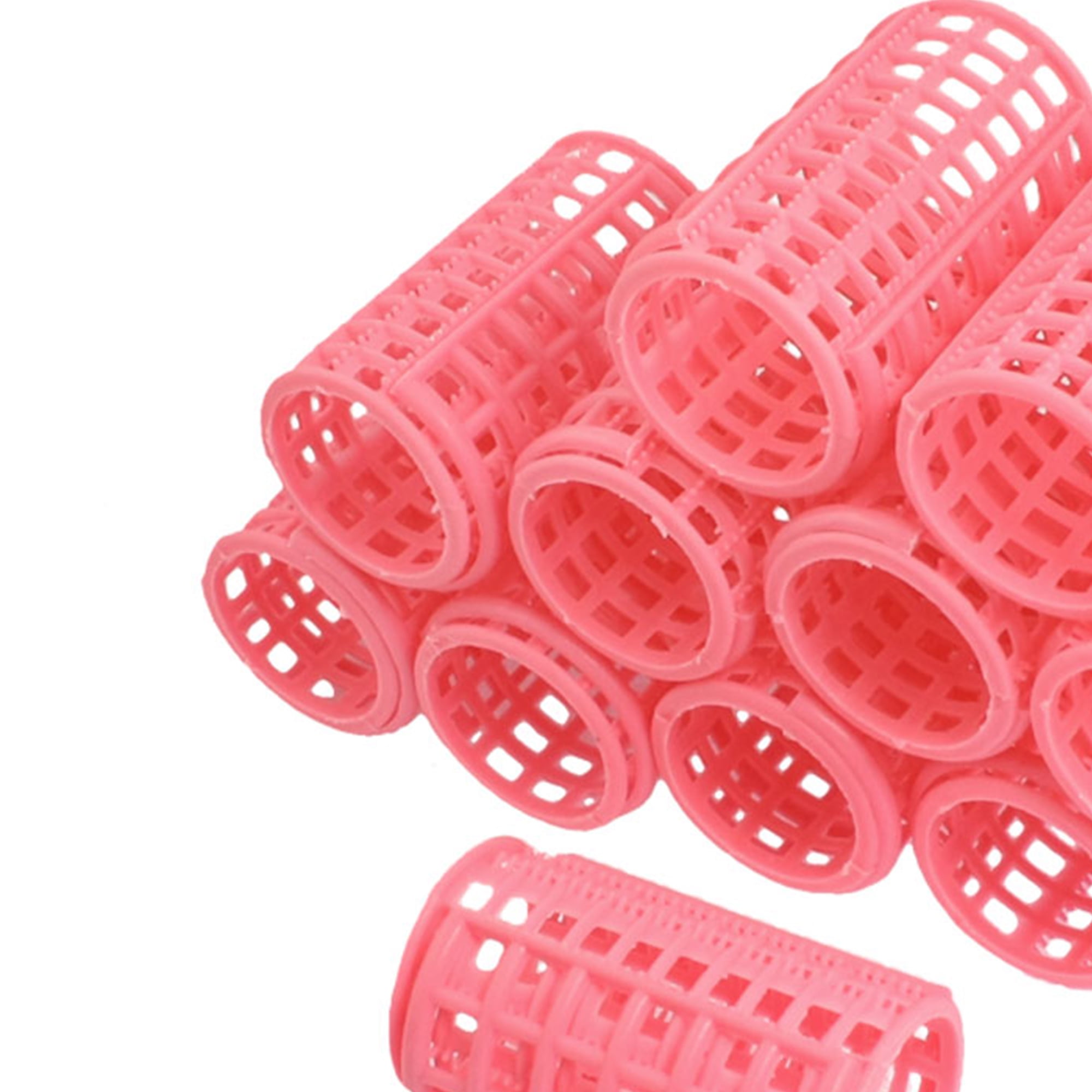 Unique Bargains 12 Pcs Hair Curlers Rollers Set Pink Self Grip Hair Curlers for Women