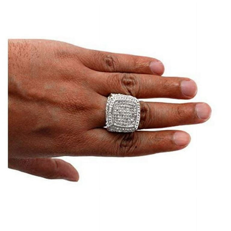 Two Ring For Price of One BIG Bling Bling Hip Hop Iced Out Luxury Oversize Men s Ring 444 Silver Gold 8