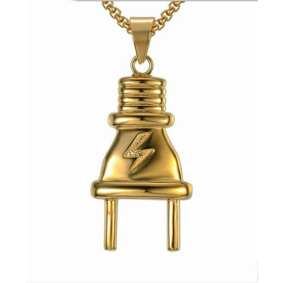 14K Yellow Gold Plug Pendant Necklace Dainty Necklaces Accessaries for Women Men Retro New Kpop Jewelry Hot Sale Jewlery Gifts