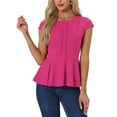 thumbnail image 1 of INSPIRAR CHIC Blusas de Peplum para Mujeres con Mangas Cortas y Cuello Redondo en Color Sólido 3XL Rosa Fucsia, 1 of 6