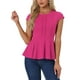 thumbnail image 1 of INSPIRAR CHIC Blusas de Peplum para Mujeres con Mangas Cortas y Cuello Redondo en Color Sólido Rosa Fucsia, 1 of 6