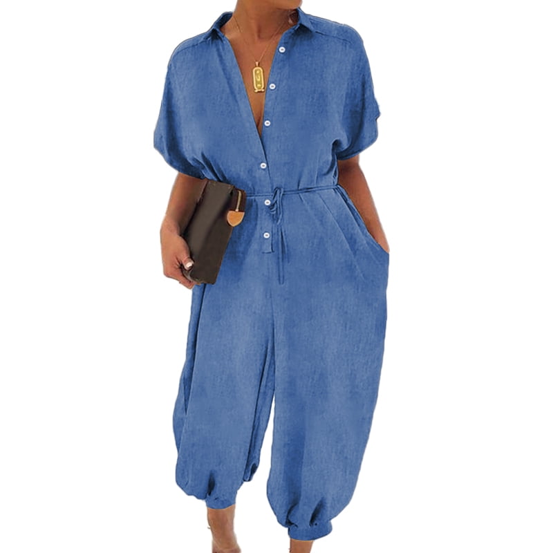short sleeve casual jumpsuit