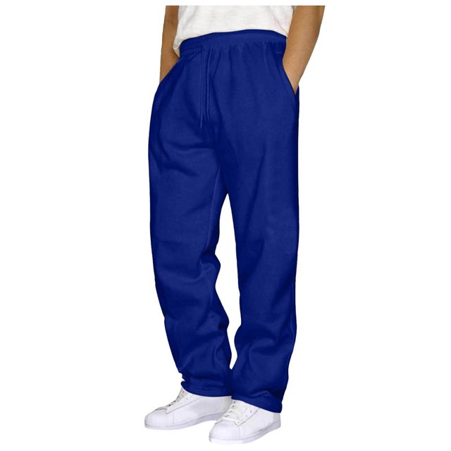 HBFAGFB Pants for Men Comfortable Simple Sweatpants Loose Straight Trouser with Pockets Blue Size L