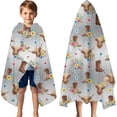 thumbnail image 3 of Gray Highland Cow Flower Boot Pattern Hooded Bath Towel，60"x35" for Ages 3 To 12 Kids, Quick Dry Lightweight Soft Microfiber Hood Beach Towel Cover Up for Kids, 3 of 7