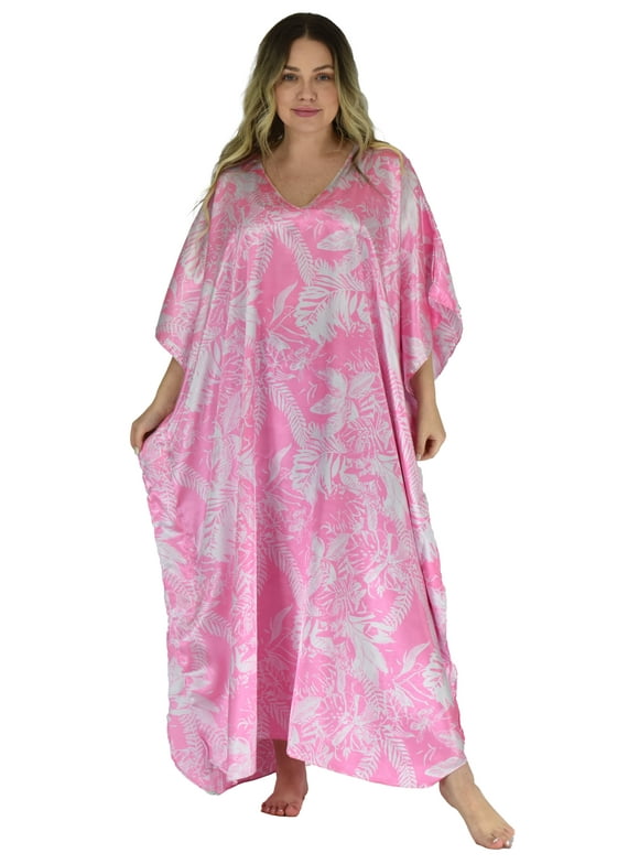 Up2date Fashion's Women's Caftan / Kaftan / Muumuu / Mumu, Tropical Pink Print, Caf-15C3