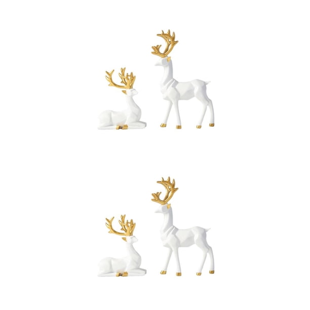 Bearachild 2 paquetes/lote de estatuas de ciervos elegantes para decoración del hogar de lujo para exquisitas artesanías hechas a mano figuritas blanco METRO 2piezas