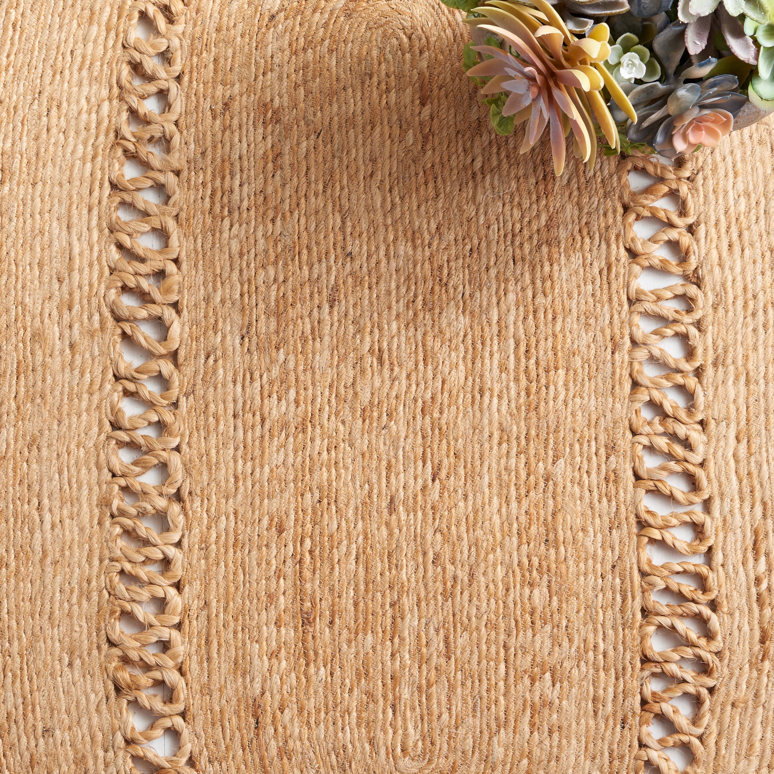 SAFAVIEH Natural Fiber Portmont Geometric Area Rug, Natural, 7' x 7' Round