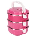 thumbnail image 2 of Contenedor Para Comida Aquila Toper Cuadrado 3 Niveles Rosa, 2 of 5