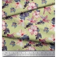 thumbnail image 3 of Soimoi Silk Fabric Leaves & Floral Printed Craft Fabric by The Yard 42 Inch Wide, 3 of 3