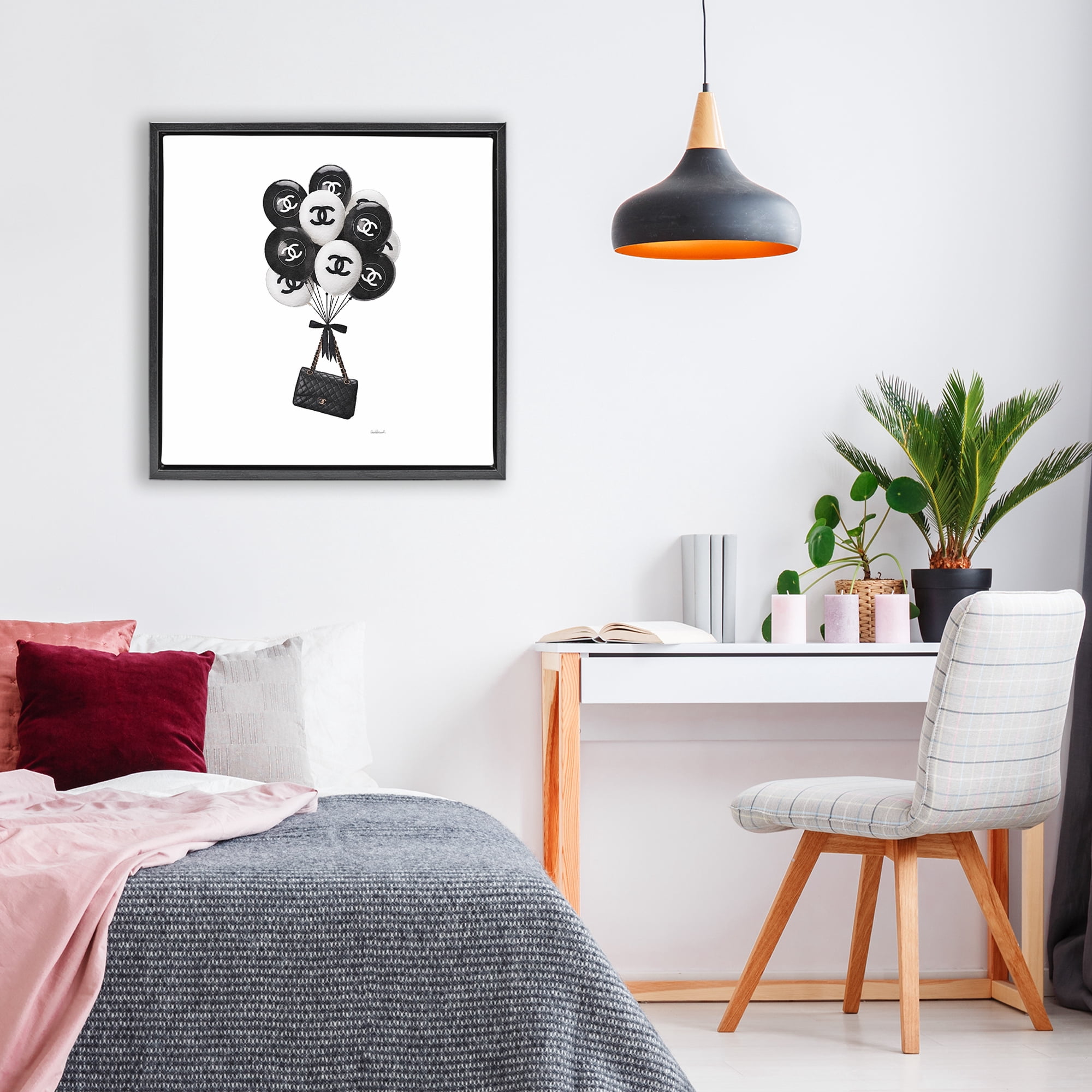 Stupell Industries Chic Balloons & Purse Black Framed Floater Canvas Wall Art, design by Amanda Greenwood