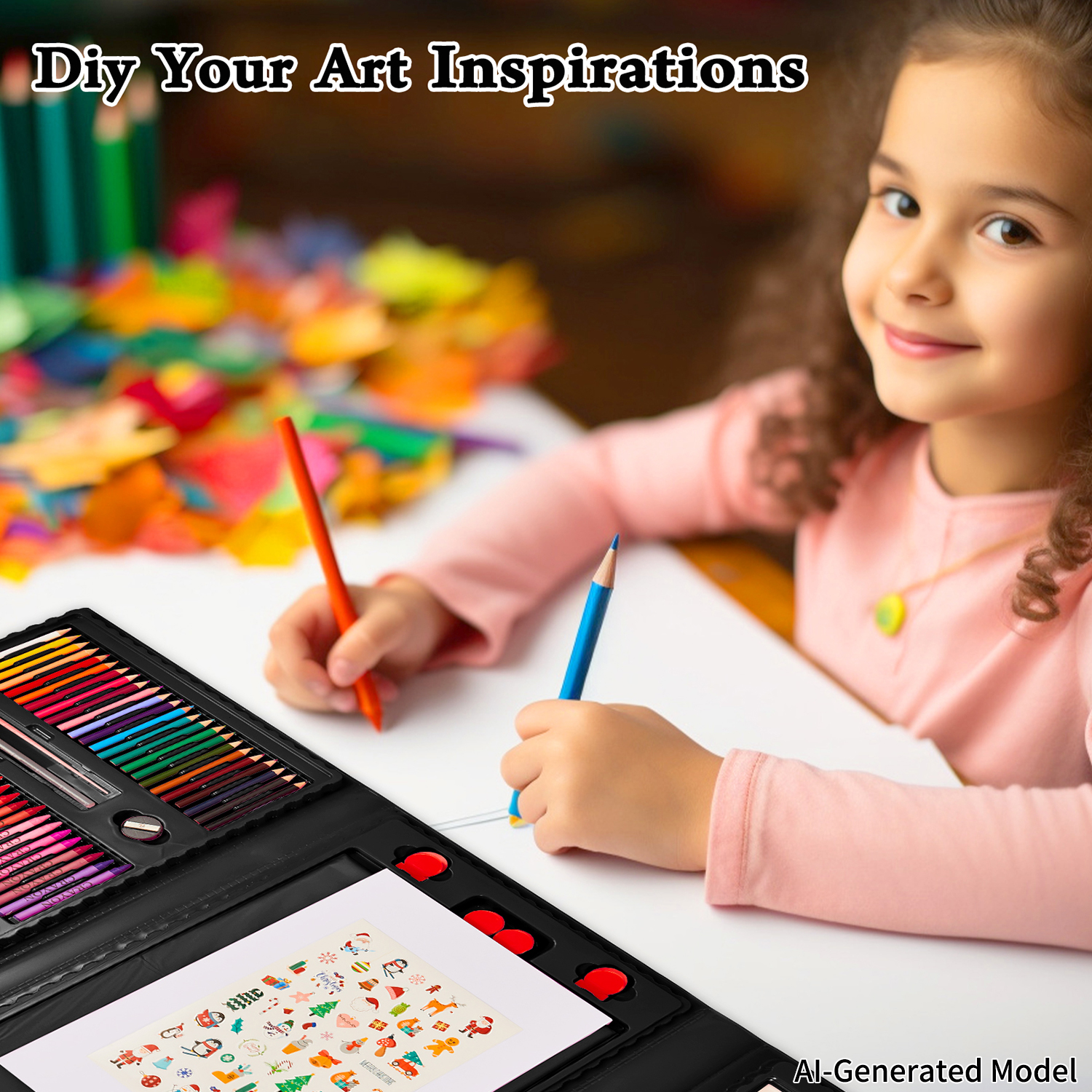 KINSPORY 290-Piece Drawing Art Set with Double-Sided Easel photo 4