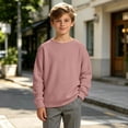 thumbnail image 2 of Girls Boys Sweater Long Sleeve Crew Neck Pullover Sweater Knit Pullover Sweatshirt Kids Long Sleeve Crew Neck Solid Casual Tops Fall Outfits(Pink,5-6 Years), 2 of 6