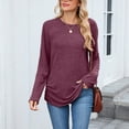 thumbnail image 4 of ClodeEU Women's Long Sleeve Crew Neck Shirts,Fall Slim Fit Tunic Casual Basic Tee Wine,Womens Plus XL, 4 of 8