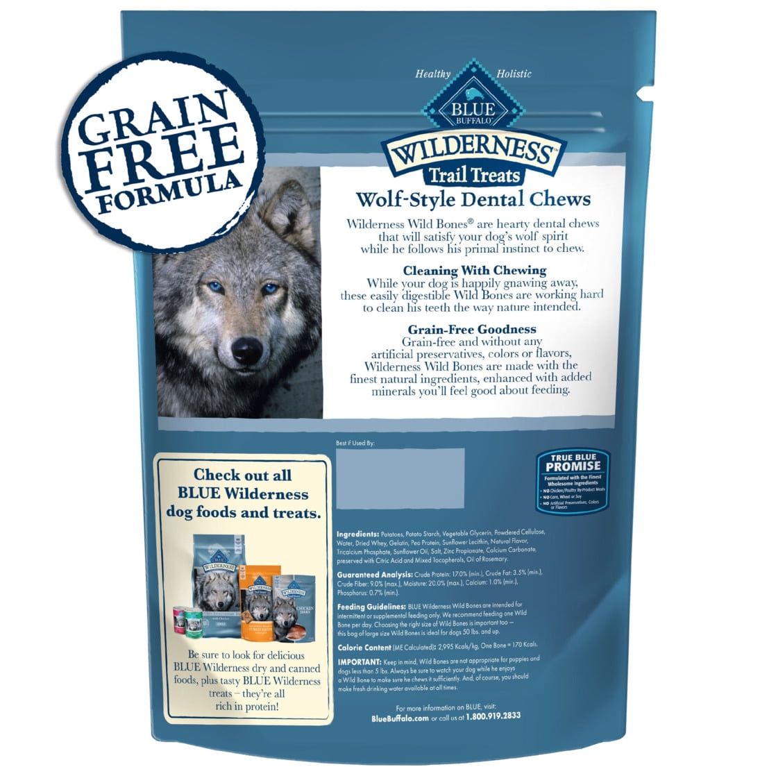 Blue Buffalo Wilderness Wild Bones Dental Chews Dog Treats, Small, 10-oz Bag