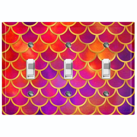 Metal Light Switch Plate Outlet Cover Mermaid Red Purple MER011