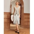 thumbnail image 4 of PrettyGuide Women's Flapper Dresses Sequin Pearl Fringe Dress V Neck 1920s Dress Art Deco Great Gatsby Dress, 4 of 8
