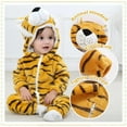 thumbnail image 3 of ATAIKU Baby Animal Tiger Onesie Flannel Hooded Romper for Infant Winter Playsuit Jumpsuit for Boys and Girls Toddler Overall Outfit, 3 of 12