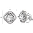 thumbnail image 2 of SHIBA-Yoursfs Rhinestone Clip on Earrings For Women Bridal Sparkly Square Earrings Crystal 18K Yellow Gold and Silver Plated Invisible Clip on Earrings, 2 of 4