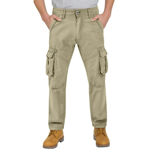 NTACZA Pantalon Homme Jaune Cargo Jambe Droite Ripstop Pantalon de Travail Coupe Décontractée Extérieur Pantalon Homme 32