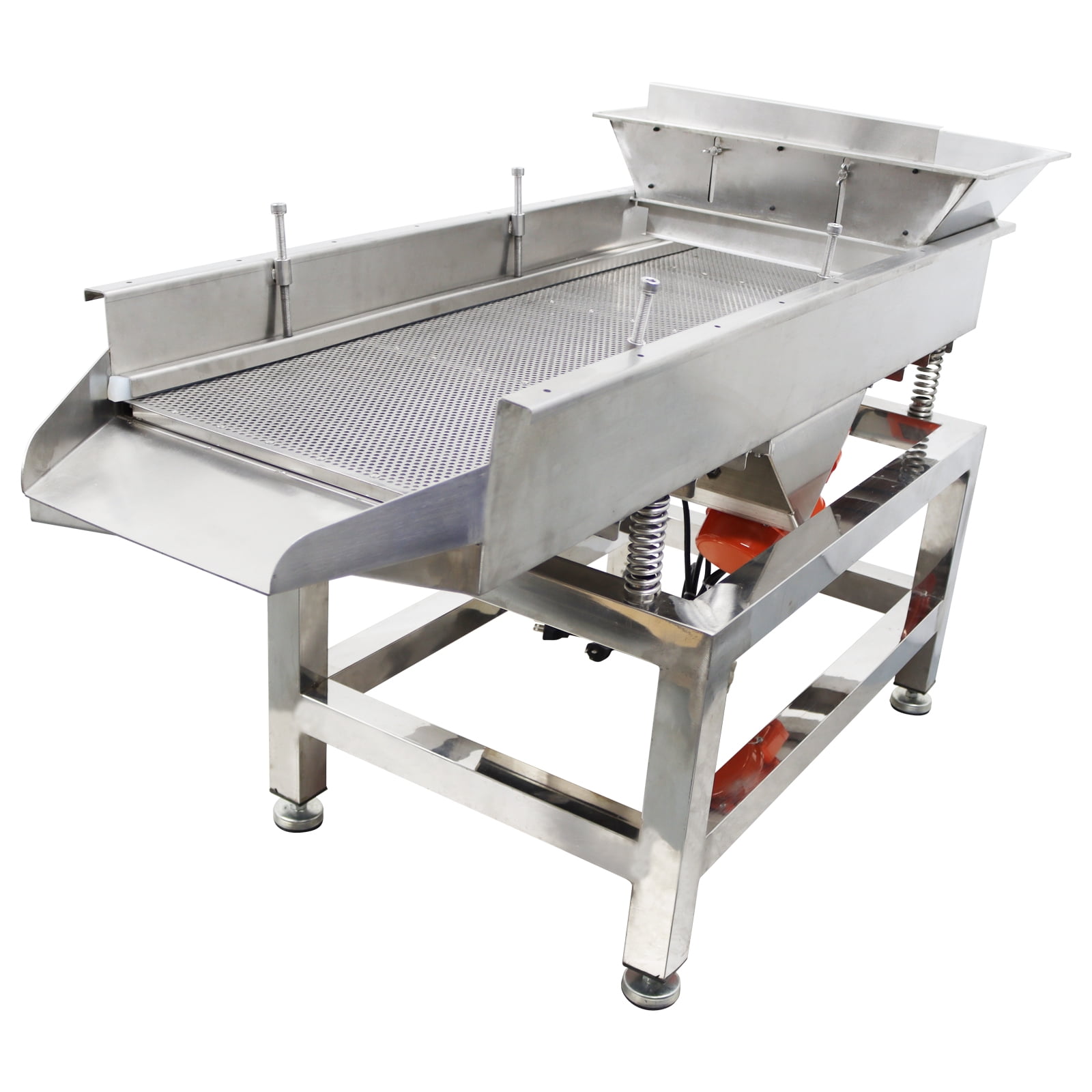 Stainless Steel Linear Vibrating Screen Dual Motor Linear Sifter Machine 5mm Round Hole Mesh 110V