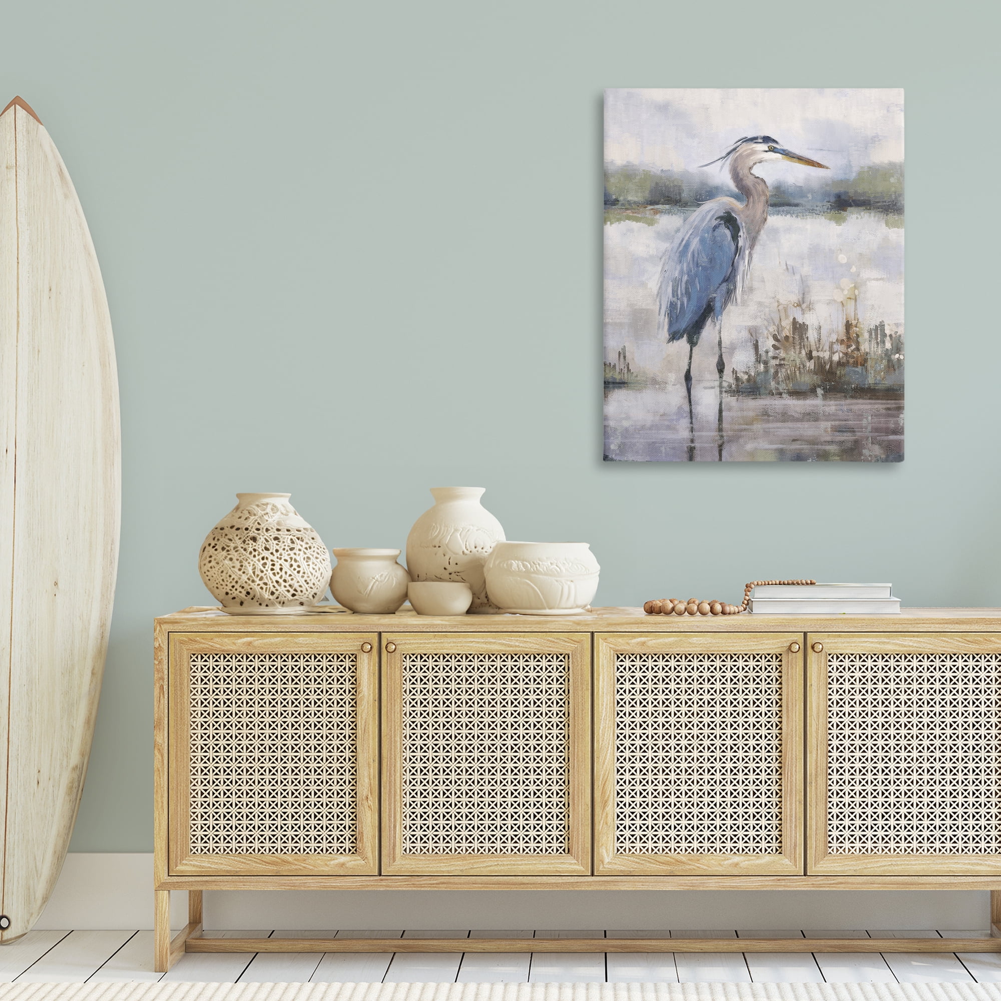 Stupell Industries Coastal Sea Heron Landscape & Nature Painting Wrapped Canvas Art Print Wall Art, 30 x 40