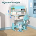 thumbnail image 3 of Lanzxjv 2Pcs/Set Kids Desk Chair Set, Liftable School Leaning Table Chair Set with Drawer Design, Children Desk Chair Set with Dual Partition Book Stand, Backpack Hook, Cup Holder, 3 of 9