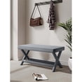 thumbnail image 2 of Manhattan Comfort Abigail Double Ottoman Bench with Solid Wood Frame in Gray, 2 of 19