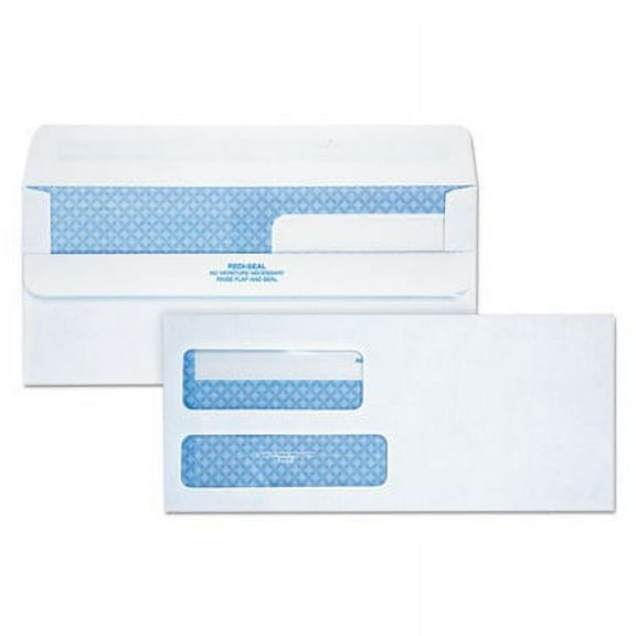 Quality Park QUA24519 Double Window Redi-Seal Security-Tinted Envelope, #9, Commercial Flap, Redi-Seal Closure, 3.88 x 8
