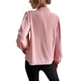thumbnail image 3 of Calzi Women Formal Dressy Shirts Buttons Up Elegant Evening Party Blouse Long Sleeve Plain Tee Tops Pink L, 3 of 3