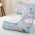 thumbnail image 4 of meiyoeat Cute Unicorn L Initial Twin Quilt Set for Boys Girls, Cartoon Monogram Twin Coverlet Set, Blue Multicolor, 2pcs, 4 of 7