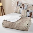 thumbnail image 4 of Erosebridal Western Cow Print Quilt King for Women Men, Beige Buffalo Patchwork King Coverlet Set, 3-Piece, 4 of 7