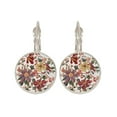 thumbnail image 5 of Grandest Birch Vintage Flower Printed Round Pendant Women Leverback Earrings Party Jewelry Alloy, Glass Brown, 5 of 7