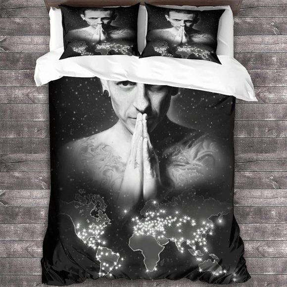 Linkin Park - Bedding Set Pieces - Duvet Cover with Rock 'n' Roll Music Theme in D Print - Comfortable and Soft, Double