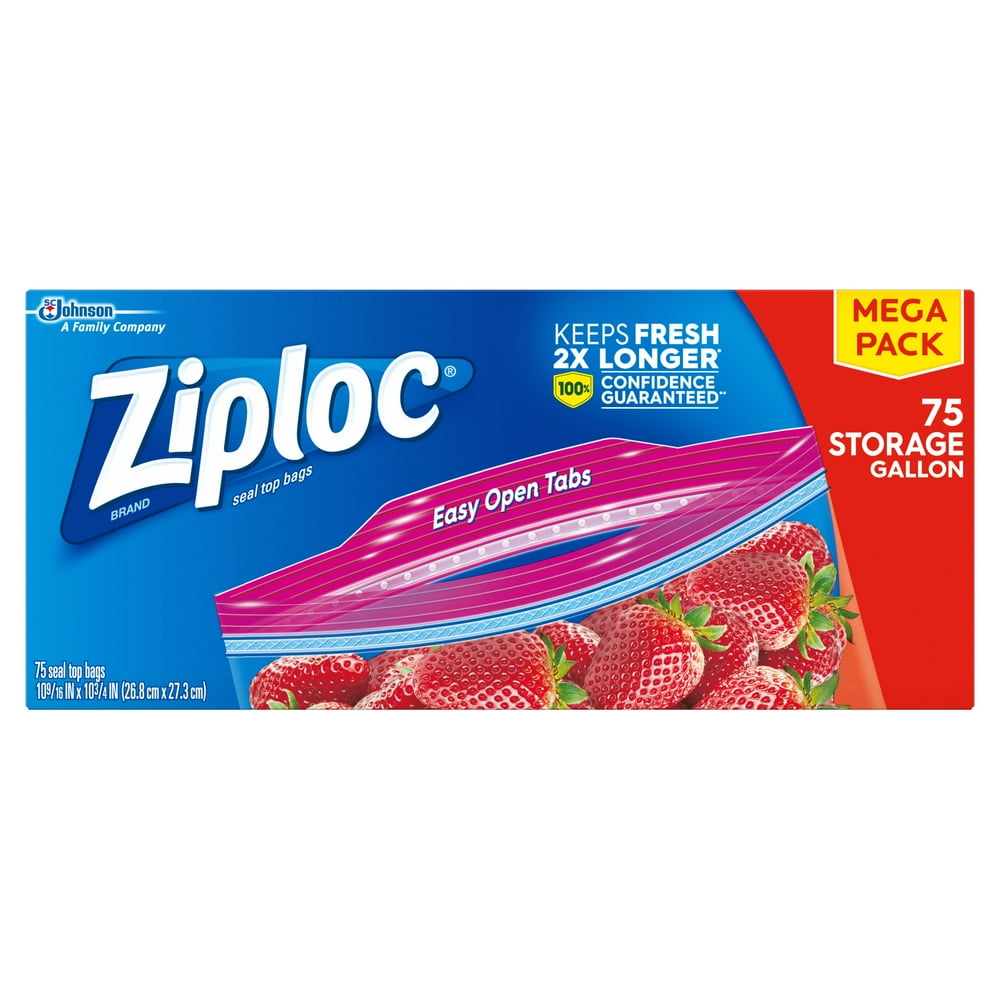 Ziploc Brand Storage Gallon Bags with Grip 'n Seal Technology, 75 Count