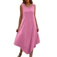 thumbnail image 3 of Horkkom Maxi Dresses for Women Crew Neck Sleeveless Summer Dresses Casual Loose Solid Color Long Dresses L, 3 of 8