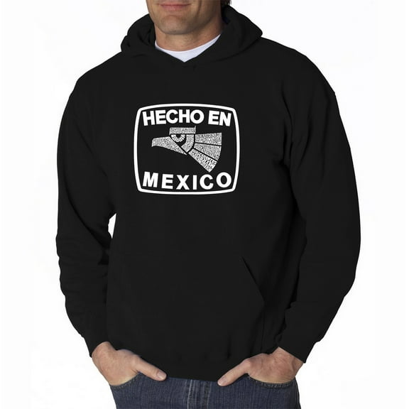 LA Pop Art Men's Word Art Hooded Sweatshirt - HECHO EN MEXICO
