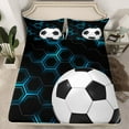 thumbnail image 2 of Homewish Geometric Hexagon Honeycomb Full Size Sheets,Football Soccer Game Bed Sheets,Blue Black White Sheet Sets For Kids,Microfiber Bedroom Decor,4 Pieces, 2 of 7