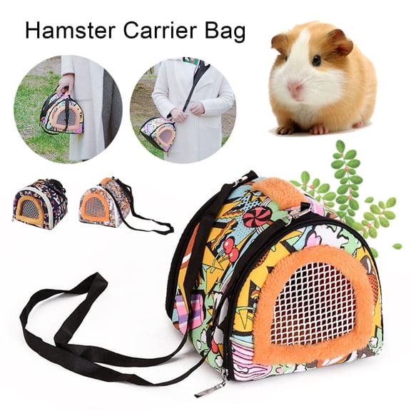 Walbest Small Pets Carrier Bag, Portable Rats Sugar Glider Guinea Chinchillas Hamster Hedgehog Outdoor Travel Carrier Pouch Bag, Small Animals Breathable Hanging Tote Bag with Detachable Strap Zipper
