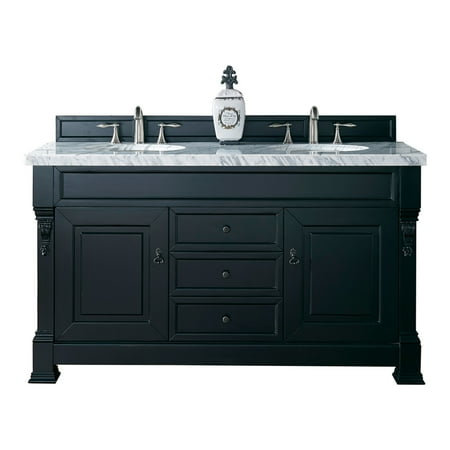 Brookfield 60" Antique Black Double Vanity 4CM Carrara White Marble Top