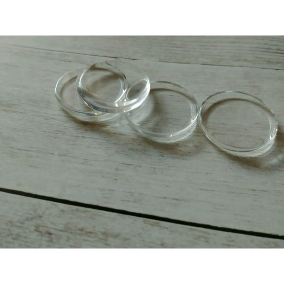 U8MO 4 Clear Glass Cabochons Flat Round Glass Flat Backs Circle Cabochons