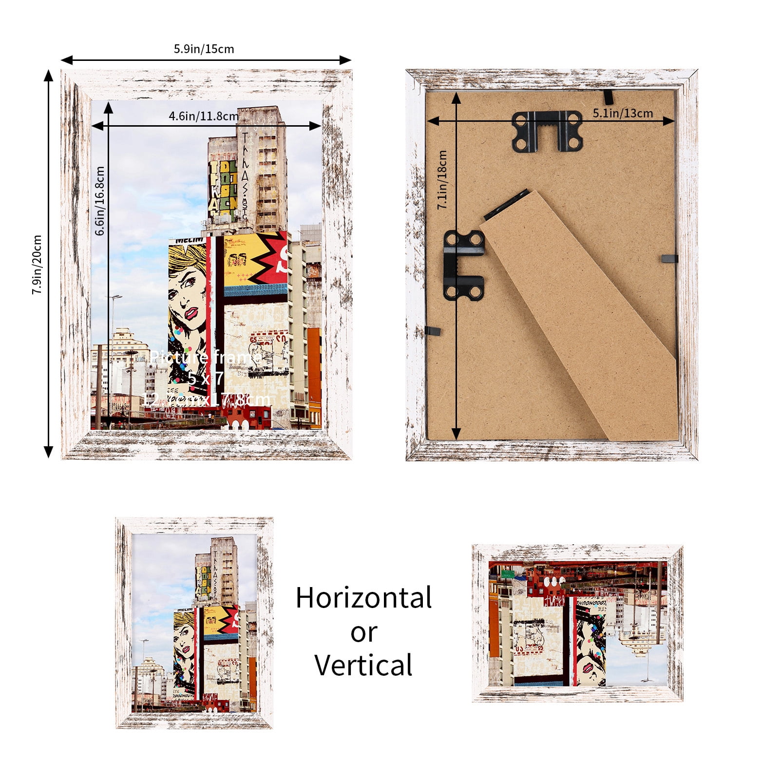 Calenzana 5 in x 7 in White Distressed Picture Frame 18 Pack